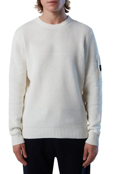 North Sails Mixed Stitch Cotton & Wool Jumper In Marshmellow