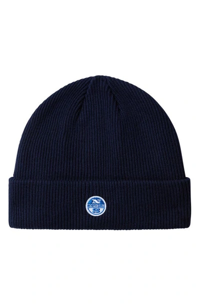 North Sails Ribbed Beanie In Blue