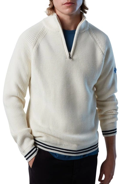 North Sails Half Zip Wool Blend Jumper In Marshmellow