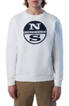 North Sails Logo Graphic Cotton Sweatshirt In Marshmellow
