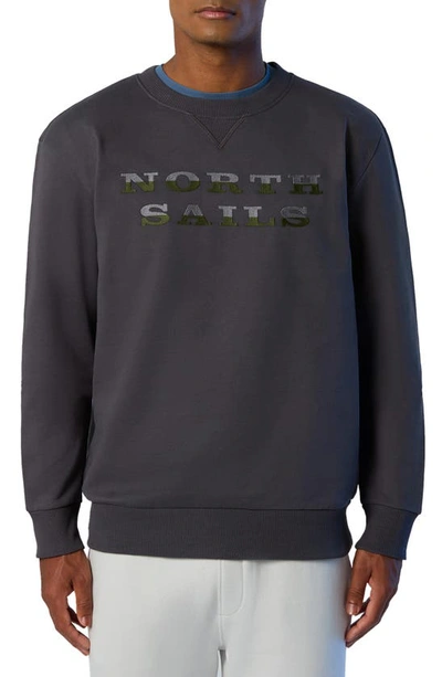 North Sails Colorblock Logo Embroidered Sweatshirt In Asphalt