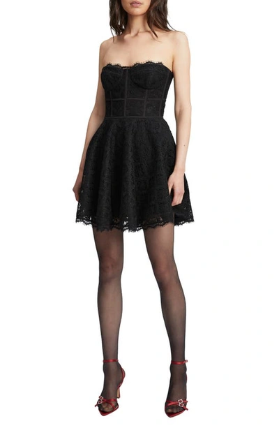 Bardot Skylar Strapless Lace Minidress In Black