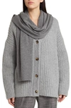 Vince Boiled Cashmere Knit Scarf In Grey Melange