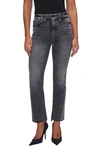 Good American Good Curve Raw Hem High Waist Straight Leg Jeans In Black262