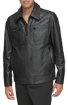 Andrew Marc Clayton Leather Jacket In Black