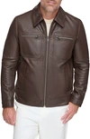Andrew Marc Clayton Leather Jacket In Chocolate