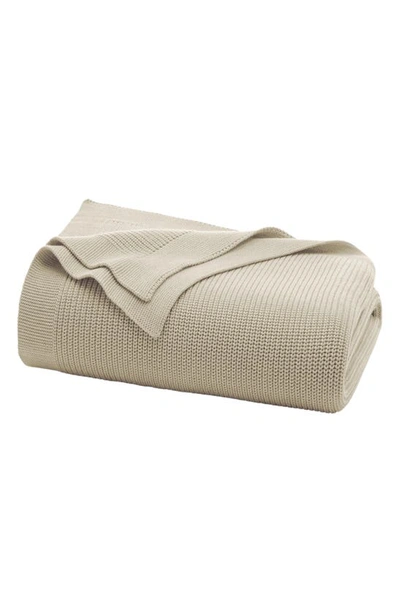Boll & Branch Organic Cotton Shaker Stitch Throw Blanket In Heathered Oatmeal