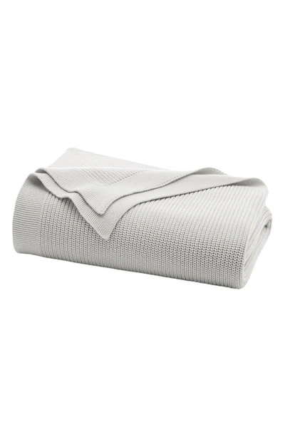 Boll & Branch Organic Cotton Shaker Stitch Throw Blanket In Mist