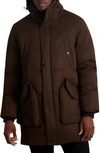 Karl Lagerfeld Men's Hooded Down Parka With Oversized Pockets In Brown