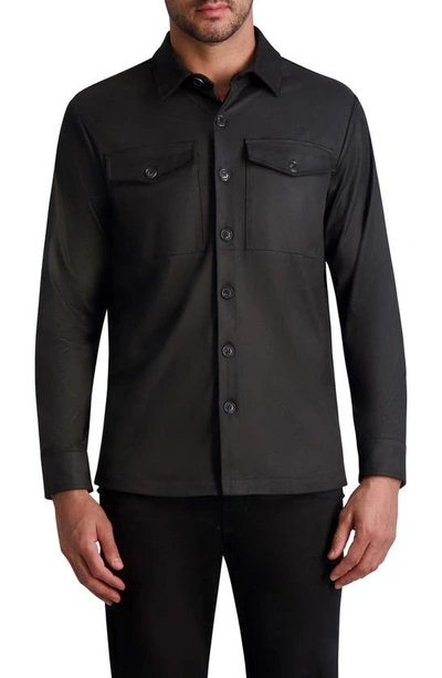 Karl Lagerfeld Coated Twill Button-up Shirt In Black