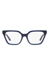 Tory Burch 53mm Rectangular Optical Glasses In Navy