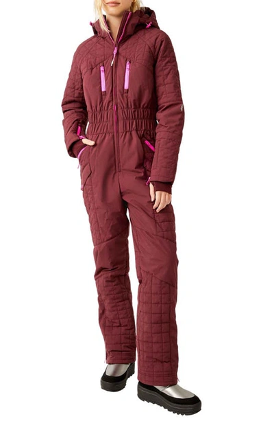 Fp Movement All Prepped Quilted Waterproof Snowsuit With Removable Hood In Oxblood