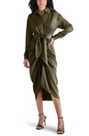 Steve Madden Sula Long Sleeve Shirtdress In Olive