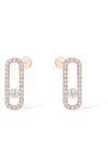 Messika Uno Diamond Pavé Stud Earrings In Pink Gold