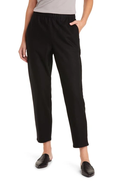 Eileen Fisher Wool Tapered Ankle Pants In Black