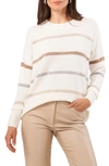 Vince Camuto Sequin Stripe Sweater In Antique White