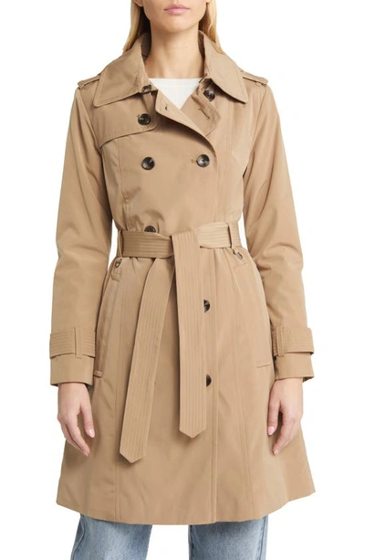 London Fog Missy Double Breasted Trench Coat In Macaroon