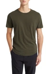 Buck Mason Curve Hem Cotton Slub T-shirt In Dark Olive