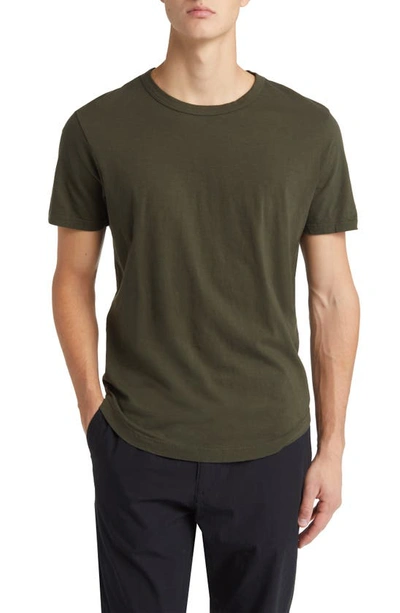 Buck Mason Curve Hem Cotton Slub T-shirt In Dark Olive