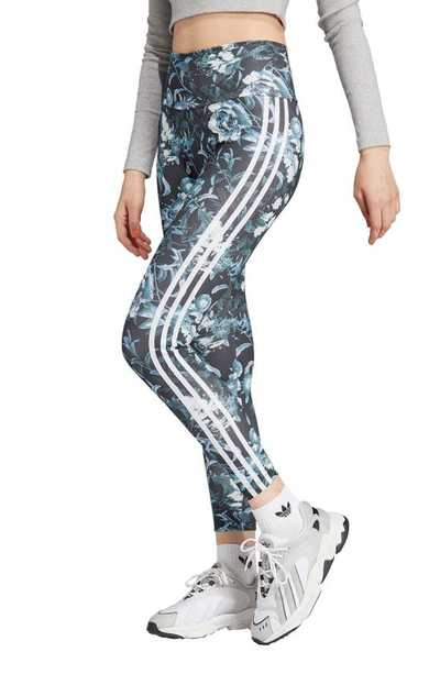 Adidas Originals Floral High Waist Leggings In Black/ Multicolor