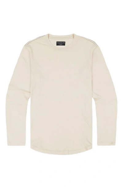 Goodlife Tri-blend Long Sleeve Scallop Crew T-shirt In Oyster