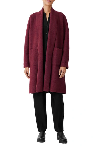 Eileen Fisher Shawl Collar Wool Coat In Red