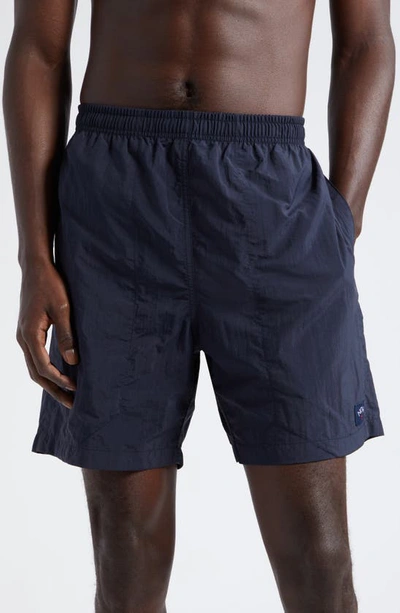 Noah Core Logo Patch Swim Trunks In Navy