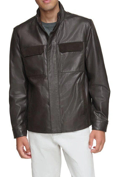 Andrew Marc Venlo Leather Jacket In Brown