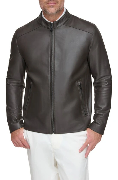 Andrew Marc Corbio Leather Jacket In Espresso