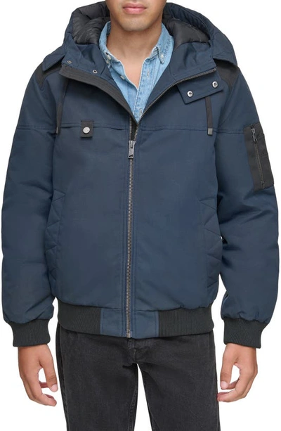 Andrew Marc Wolmar Waxed Insulated Jacket In Ink