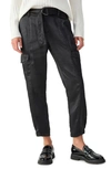 Sanctuary Belted Satin Cargo Pants In Black