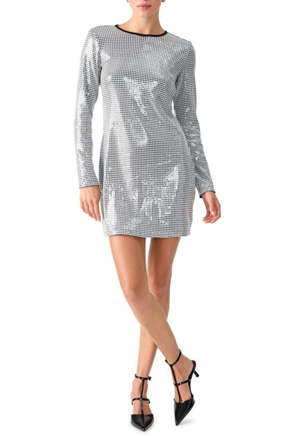 Sanctuary Dance Moves Sequin Houndstooth Long Sleeve Minidress In Micro Hound