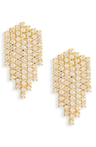 Nordstrom Cubic Zirconia Fringe Drop Earrings In Clear- Gold