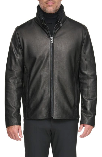 Andrew Marc Brentford Genuine Shearling Jacket In Black
