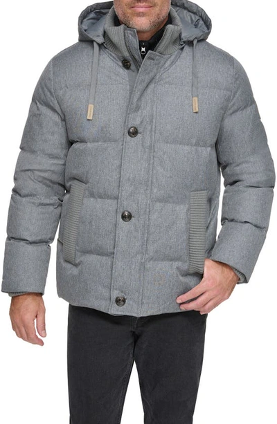 Andrew Marc Bonari Water Resistant Down Puffer Coat In Grey Melange