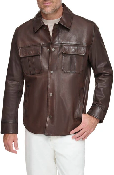 Andrew Marc Mogador Lambskin Leather Jacket In Bourbon