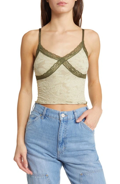 Bdg Urban Outfitters Lace Crop Camisole In Green