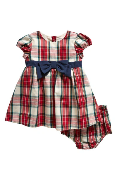 Sammy + Nat Babies' Plaid Party Dress & Bloomers In Red/ White Tartan