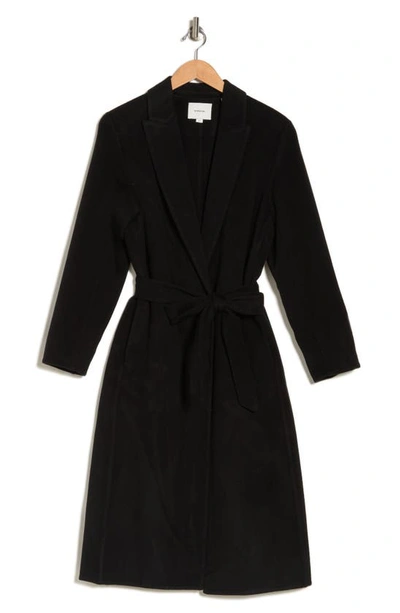 Vince Belted Wool & Cashmere Longline Coat In Black