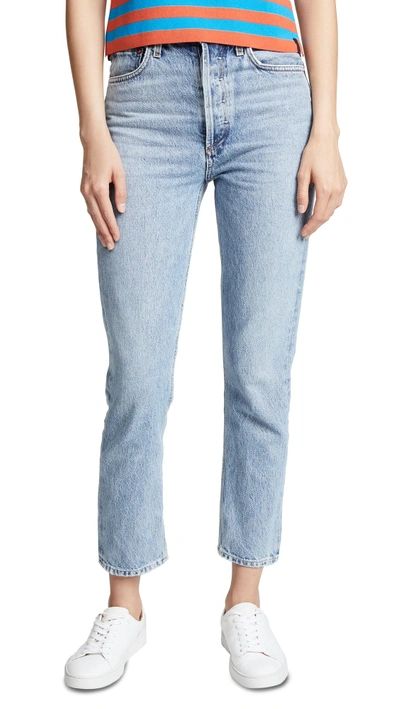 Agolde Riley High Rise Cropped Jeans In Renewal