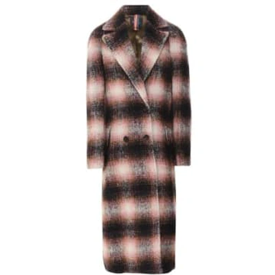 Paige Womenswear Checked Alpaca Mix Long Coat In Pink