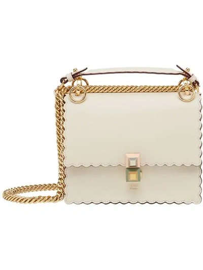 Fendi Cream Kan I Scalloped Leather Handbag - Neutrals