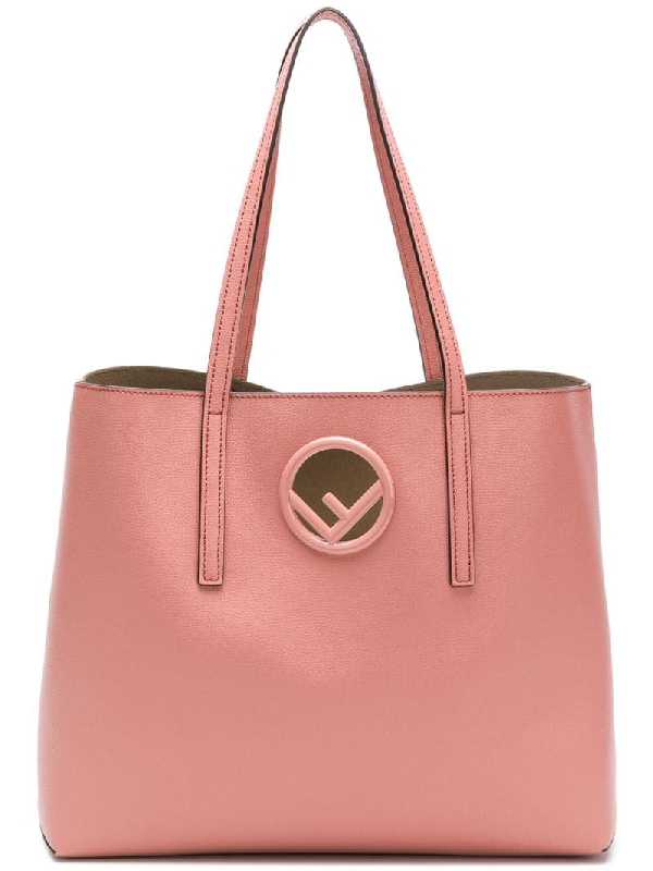 fendi f logo leather shopper tote