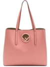 Fendi F Logo Leather Shopper Tote In Pink