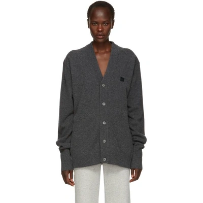 Acne Studios Grey Neve Face Cardigan In Charcoal