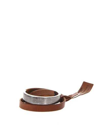 Saint Laurent Nomade Brown Double Turn Leather Bracelet