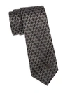 Versace Printed Silk Tie In Black Taupe