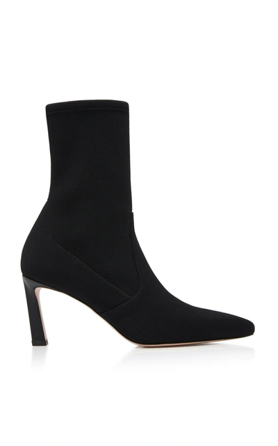 Stuart Weitzman Rapture Stretch-knit Ankle Boots In Black Suede