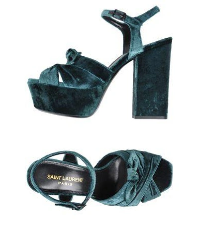 Saint Laurent Sandals In Dark Green