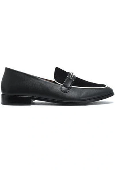 Newbark Woman Suede-paneled Leather Loafers Black
